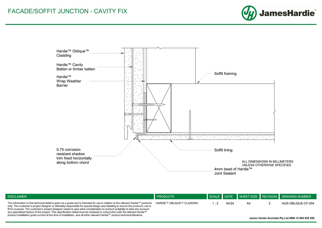 Navigate to AUS-OBLIQUE-CF-004 - FACADE-SOFFIT JUNCTION - CAVITY FIX