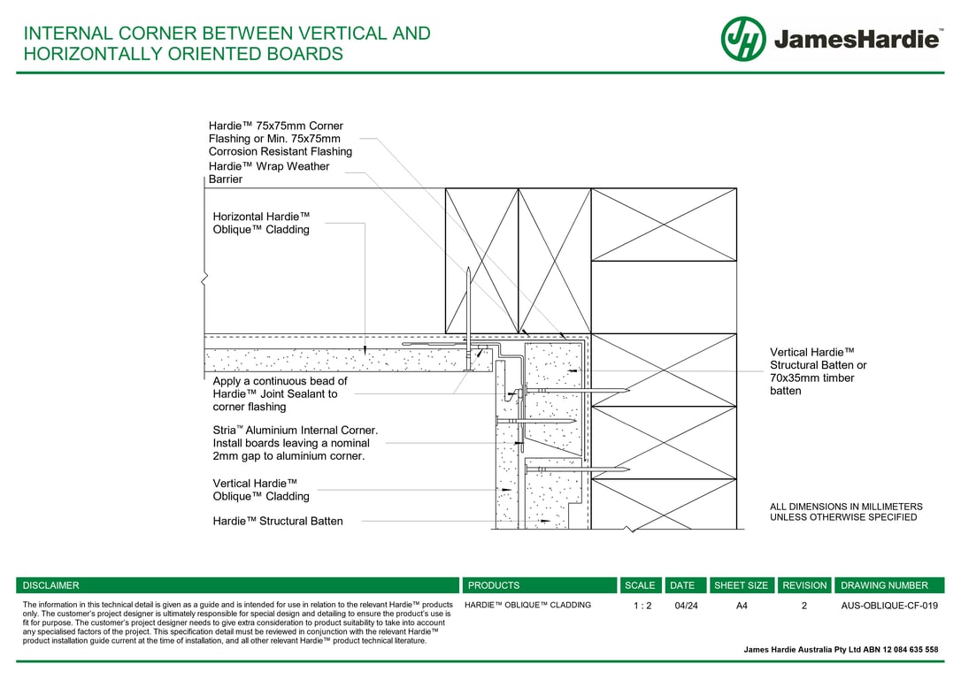 Navigate to AUS-OBLIQUE-CF-019 - INTERNAL CORNER BETWEEN VERTICAL AND HORIZONTALLY ORIENTED BOARDS