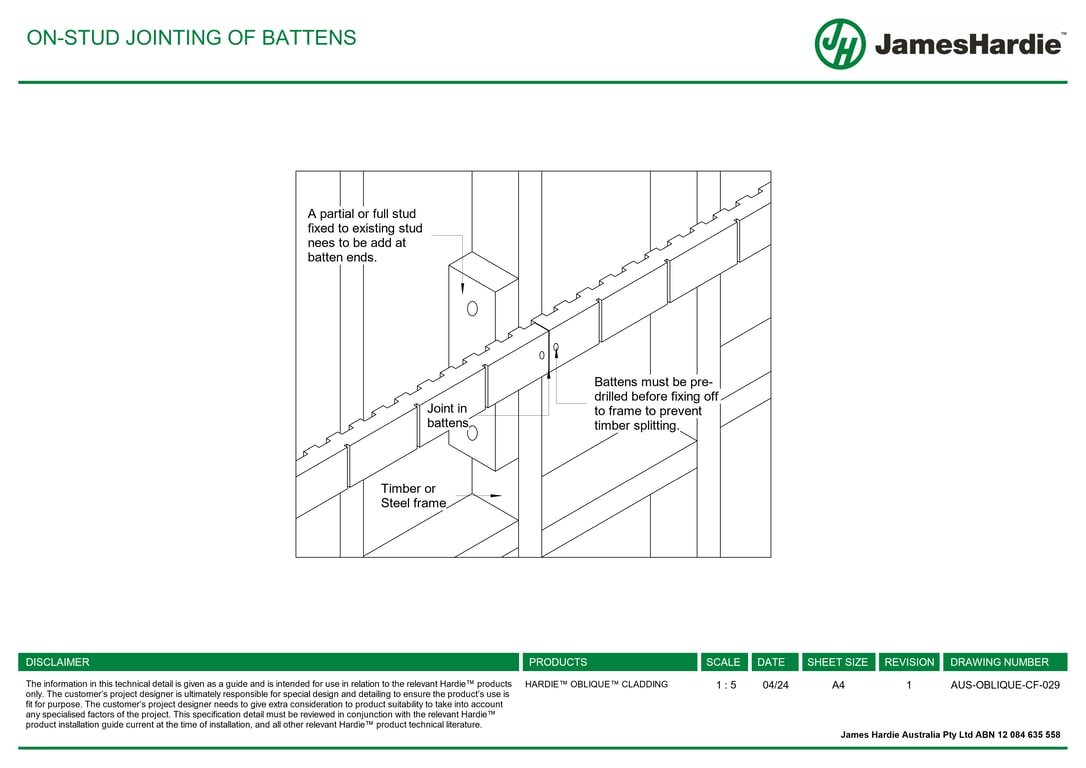 Navigate to AUS-OBLIQUE-CF-029 - ON-STUD JOINTING OF BATTENS