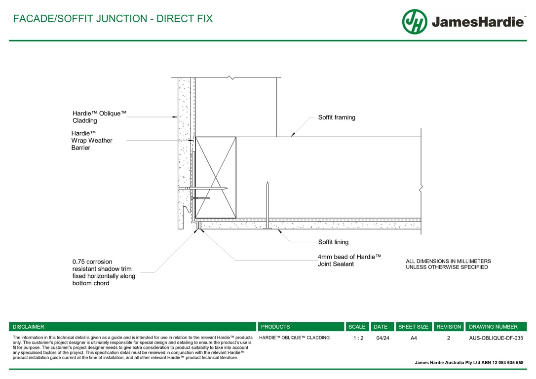 Navigate to AUS-OBLIQUE-DF-035 - FACADE-SOFFIT JUNCTION - DIRECT FIX
