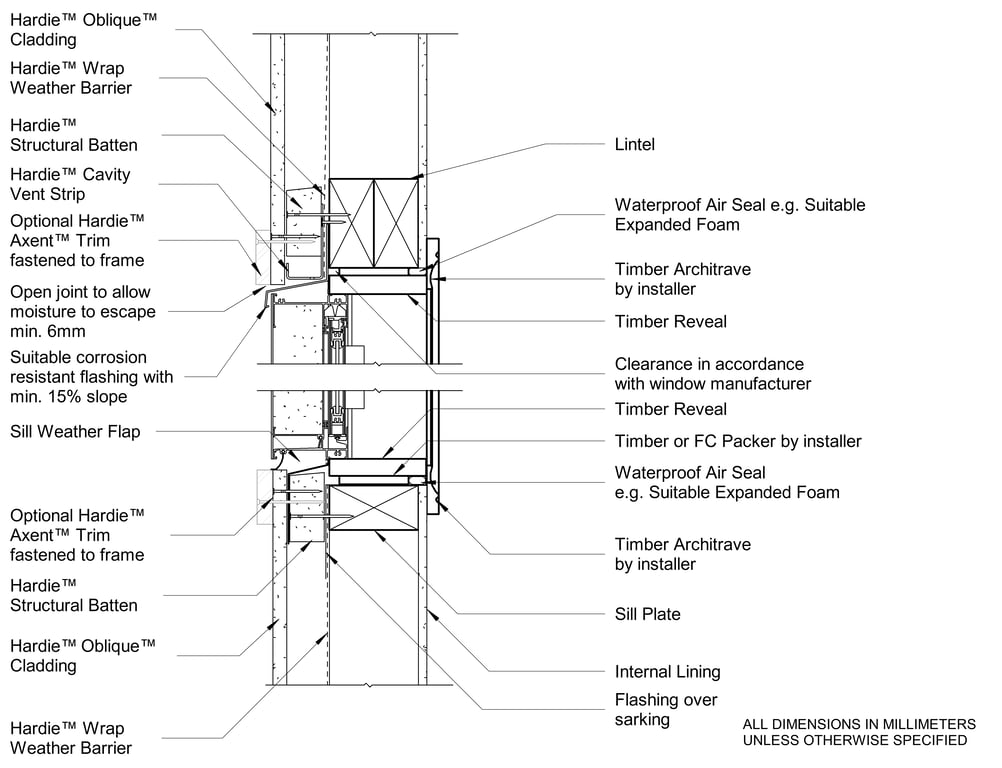  Image of OBLIQUE CF Window Head And Sill - Trim With Castellated Batten
