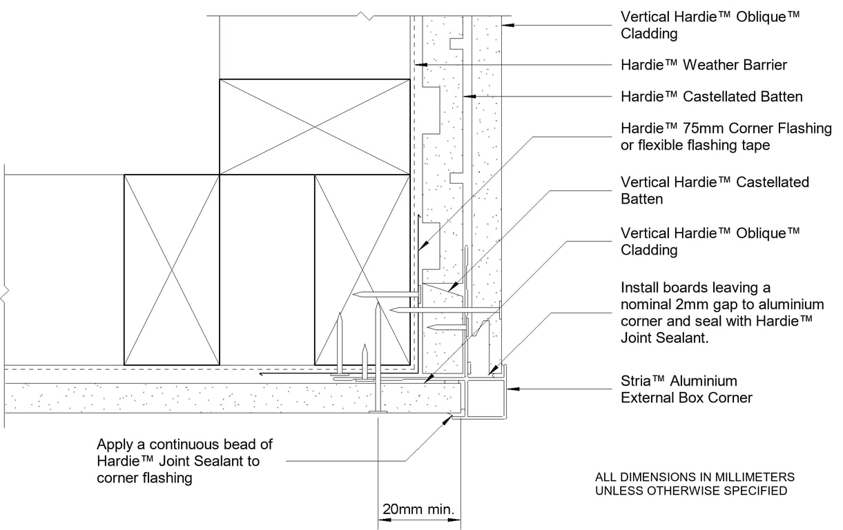  Image of OBLIQUE External Corner Between Vertical And Horizontally Oriented Boards