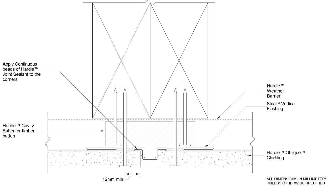 OBLIQUE Vertical Joint Using Stria Vertical Flashing Stop