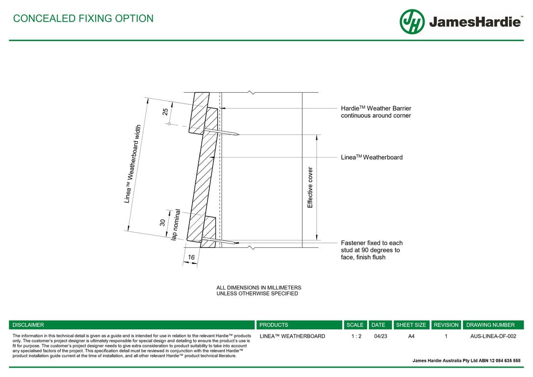 AUS-LINEA-DF-002 - CONCEALED FIXING OPTION