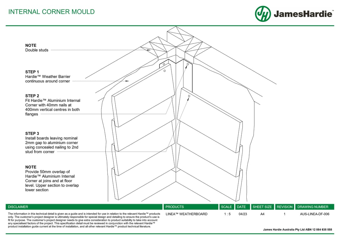 Navigate to AUS-LINEA-DF-006 - INTERNAL CORNER MOULD