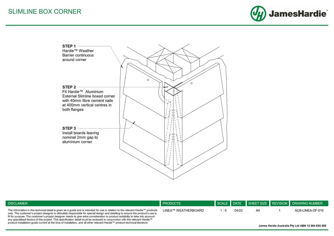 Navigate to AUS-LINEA-DF-010 - SLIMLINE BOX CORNER
