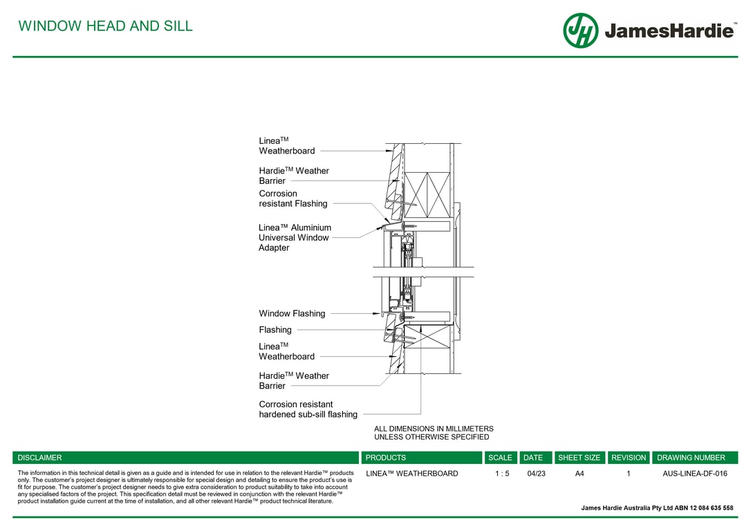 AUS-LINEA-DF-016 - WINDOW HEAD AND SILL