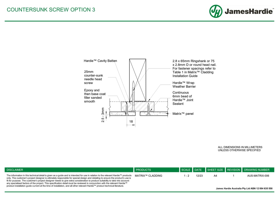Navigate to AUS-MATRIX-006 - COUNTERSUNK SCREW OPTION 3