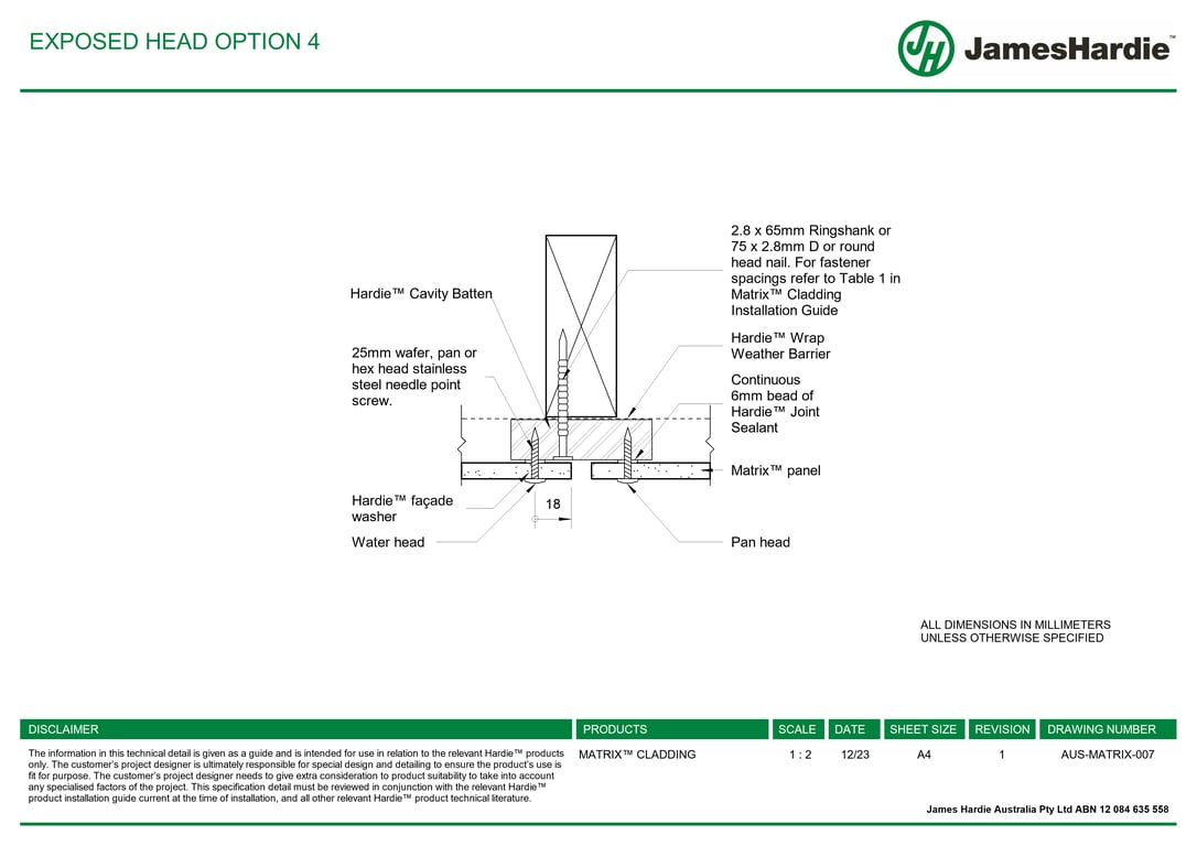 Navigate to AUS-MATRIX-007 - EXPOSED HEAD OPTION 4