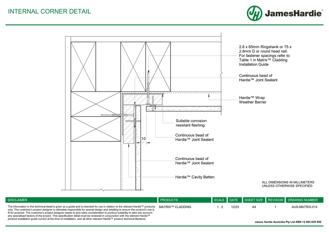 Navigate to AUS-MATRIX-014 - INTERNAL CORNER DETAIL