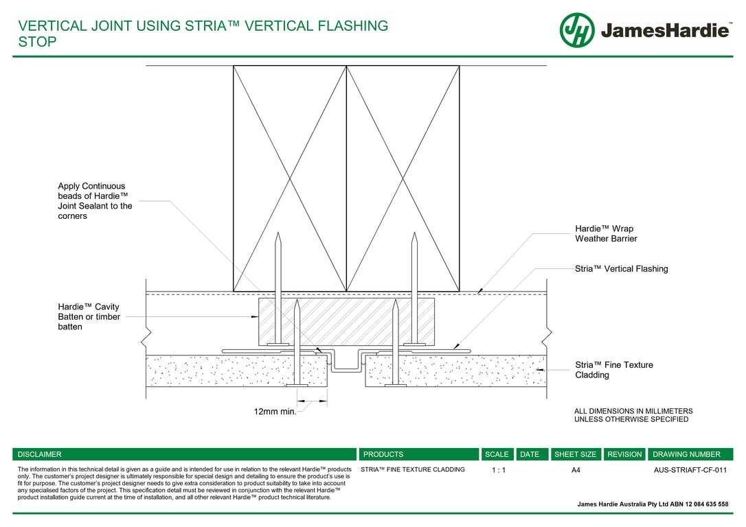  Image of AUS-STRIAFT-CF-011 - VERTICAL JOINT USING STRIA™ VERTICAL FLASHING STOP