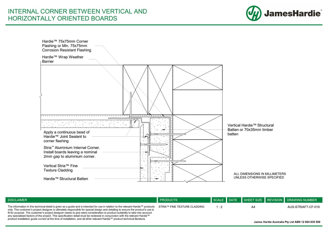  Image of AUS-STRIAFT-CF-019 - INTERNAL CORNER BETWEEN VERTICAL AND HORIZONTALLY ORIENTED BOARDS