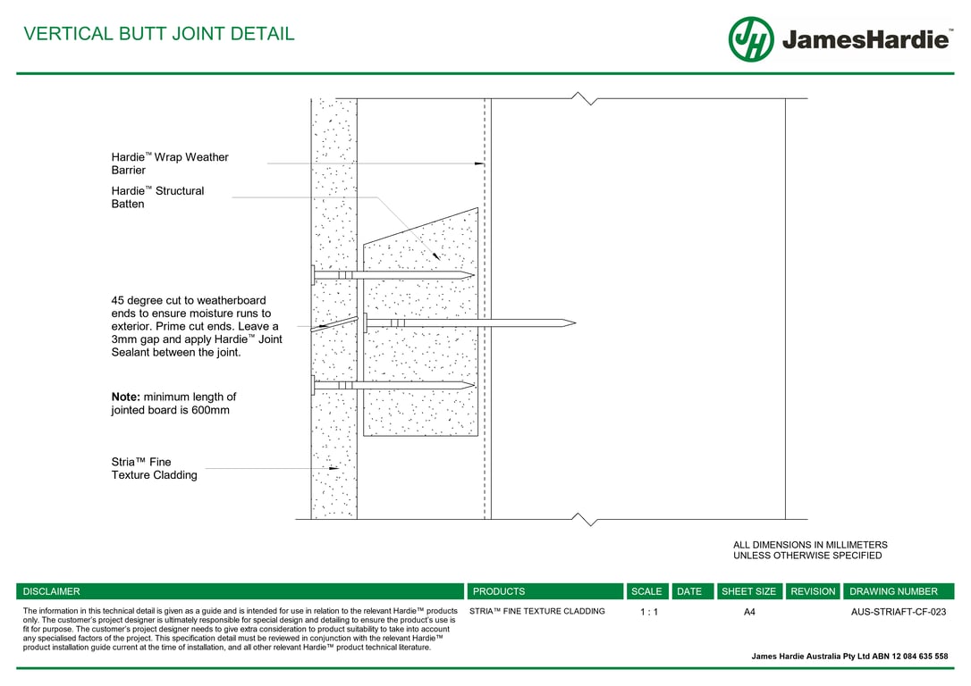  Image of AUS-STRIAFT-CF-023 - VERTICAL BUTT JOINT DETAIL
