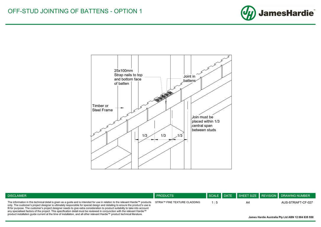  Image of AUS-STRIAFT-CF-027 - OFF-STUD JOINTING OF BATTENS - OPTION 1