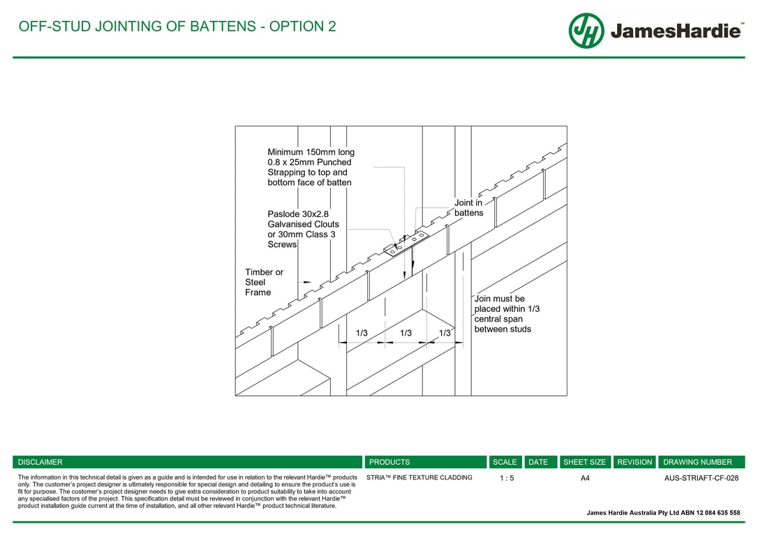  Image of AUS-STRIAFT-CF-028 - OFF-STUD JOINTING OF BATTENS - OPTION 2