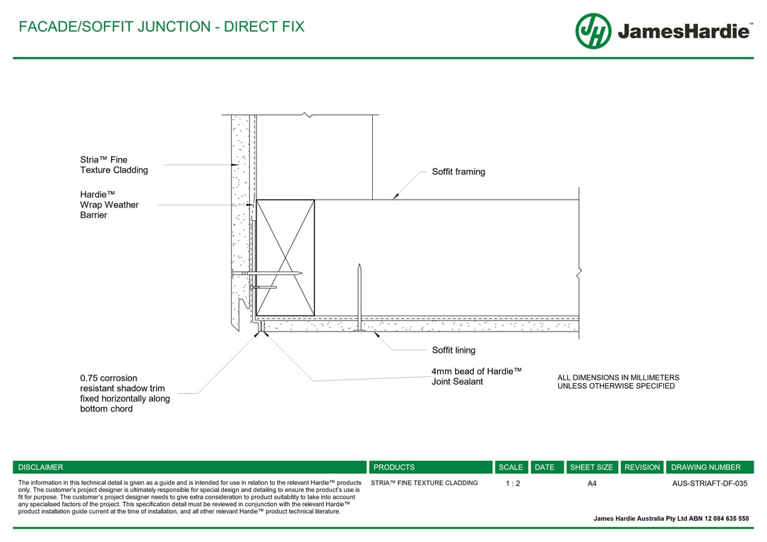  Image of AUS-STRIAFT-DF-035 - FACADE-SOFFIT JUNCTION - DIRECT FIX