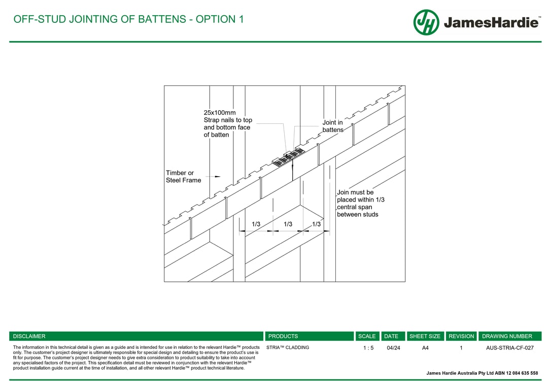 AUS-STRIA-CF-027 - OFF-STUD JOINTING OF BATTENS - OPTION 1