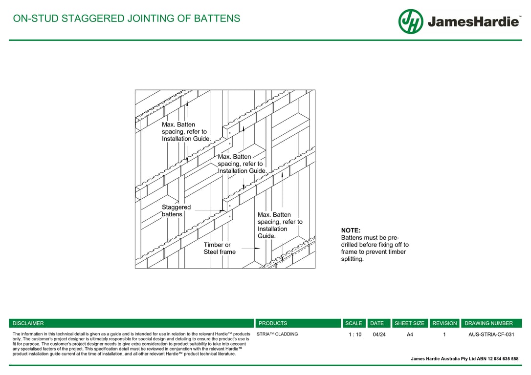 Navigate to AUS-STRIA-CF-031 - ON-STUD STAGGERED JOINTING OF BATTENS
