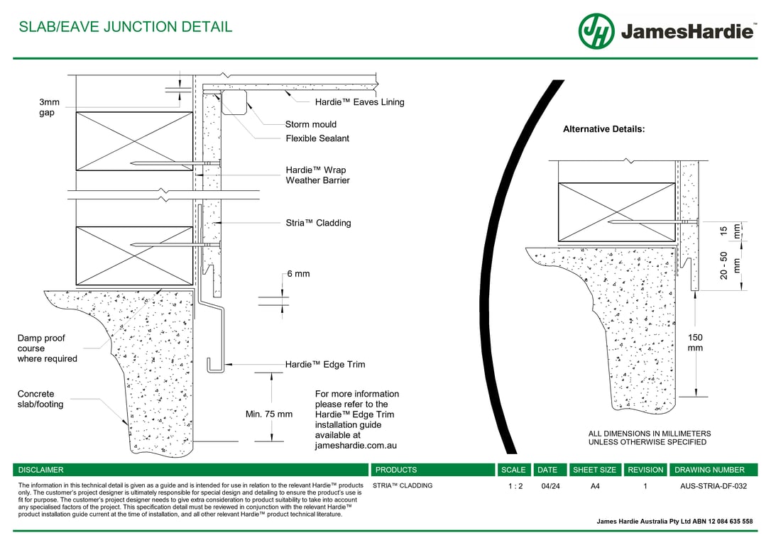 Navigate to AUS-STRIA-DF-032 - SLAB-EAVE JUNCTION DETAIL