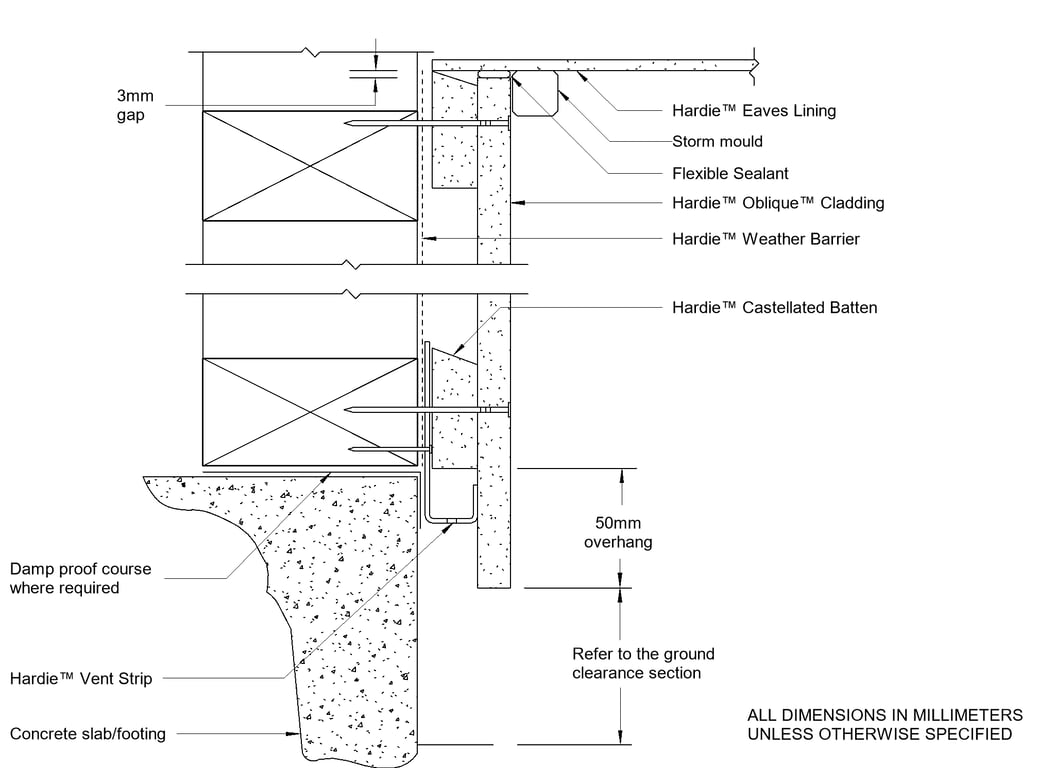 OBLIQUE Slab-Eave Junction Detail With Castellated Batten - BIMcontent.com