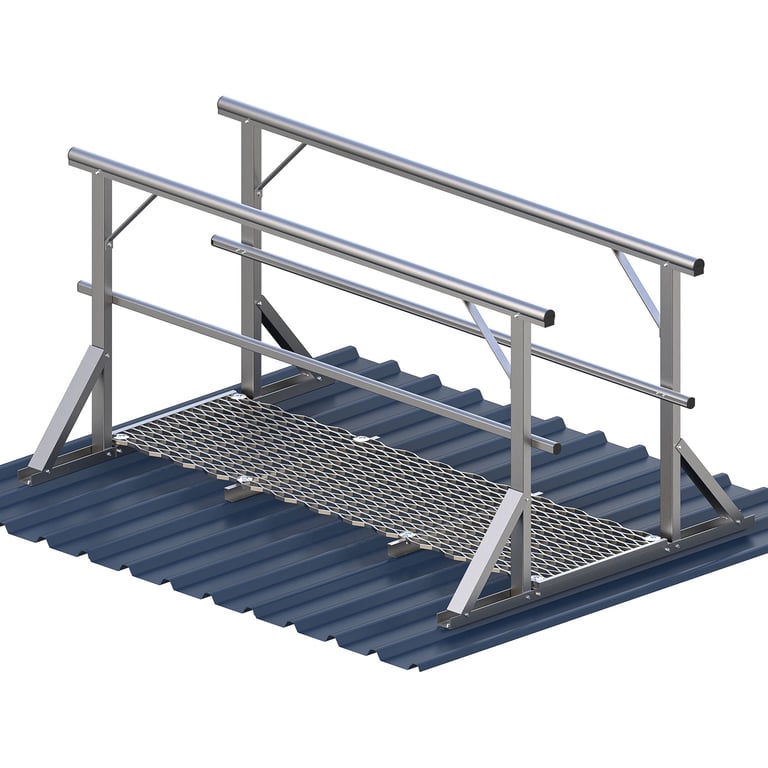 GW6-Kattsafe-walkway-guardrail-both-sides-metal-deck-mount Image of Walkway Kattsafe Guardrail2Sides