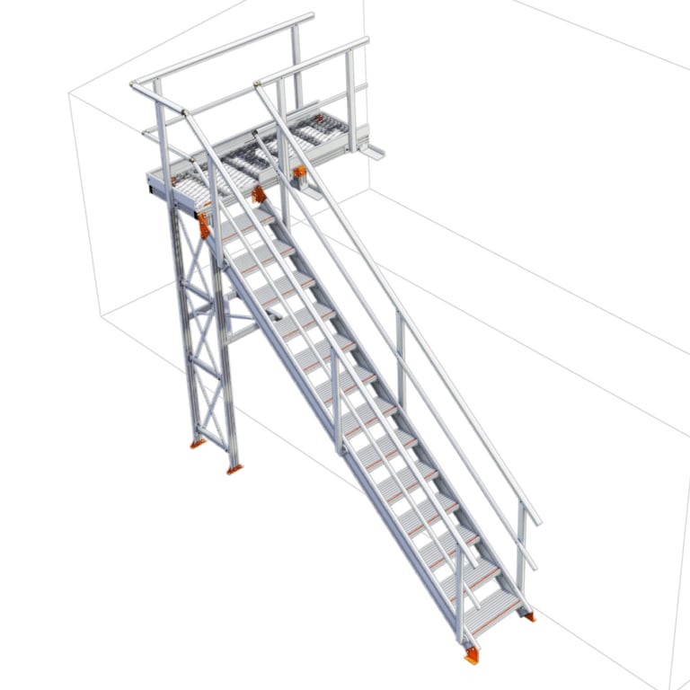 KS20R-Kattsafe-modular-platform-no-support-right-exit Image of Stair Modular Kattsafe Platform NoSupport RightExit