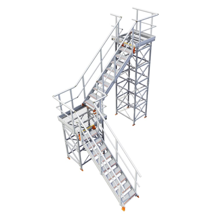 KS50L-Kattsafe-modular-2-stage-stairs-Lshape-left-exit Image of Stair Modular Kattsafe LShape 2Stages LeftExit