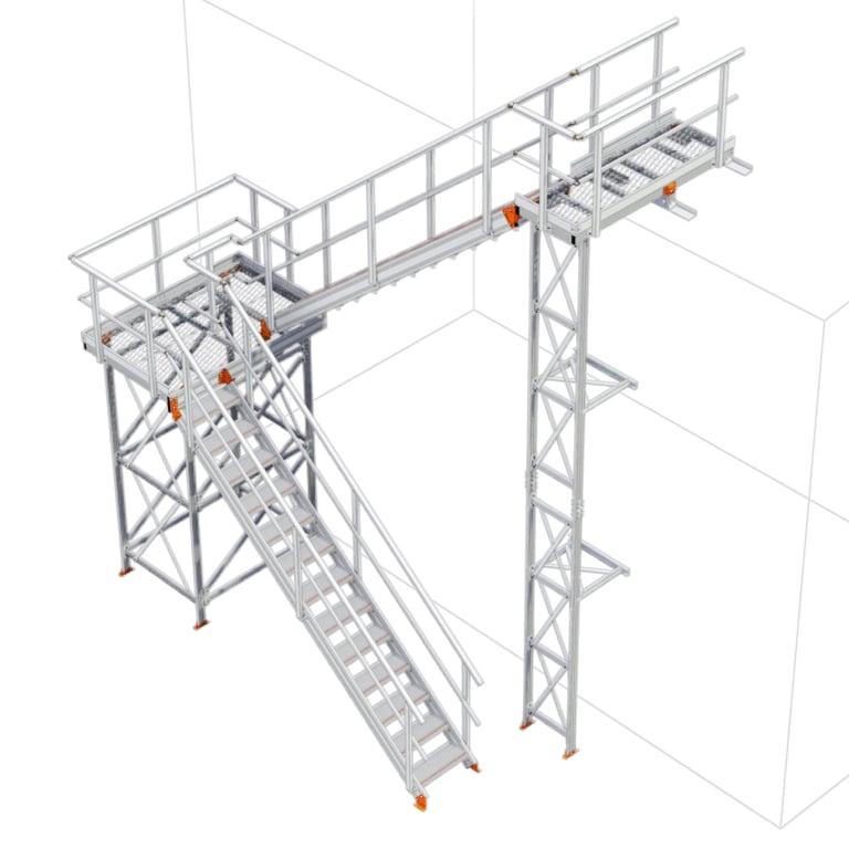 KS60L-Kattsafe-modular-2-stage-stairs-Ushape-left-exit Image of Stair Modular Kattsafe UShape 2Stages LeftExit
