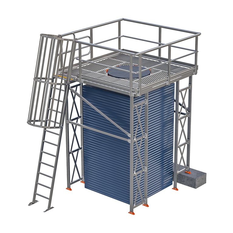 Kattsafe-modular-cooling-tower-ladder Image of Platform Modular Kattsafe CoolingTower Ladder Right