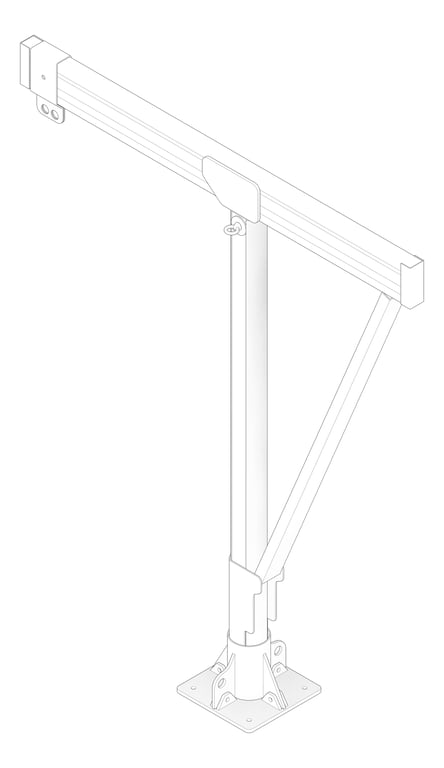 3D Documentation Image of FallProtection DavitBase Kattsafe FloorMount AdhesiveFixed LowProfile
