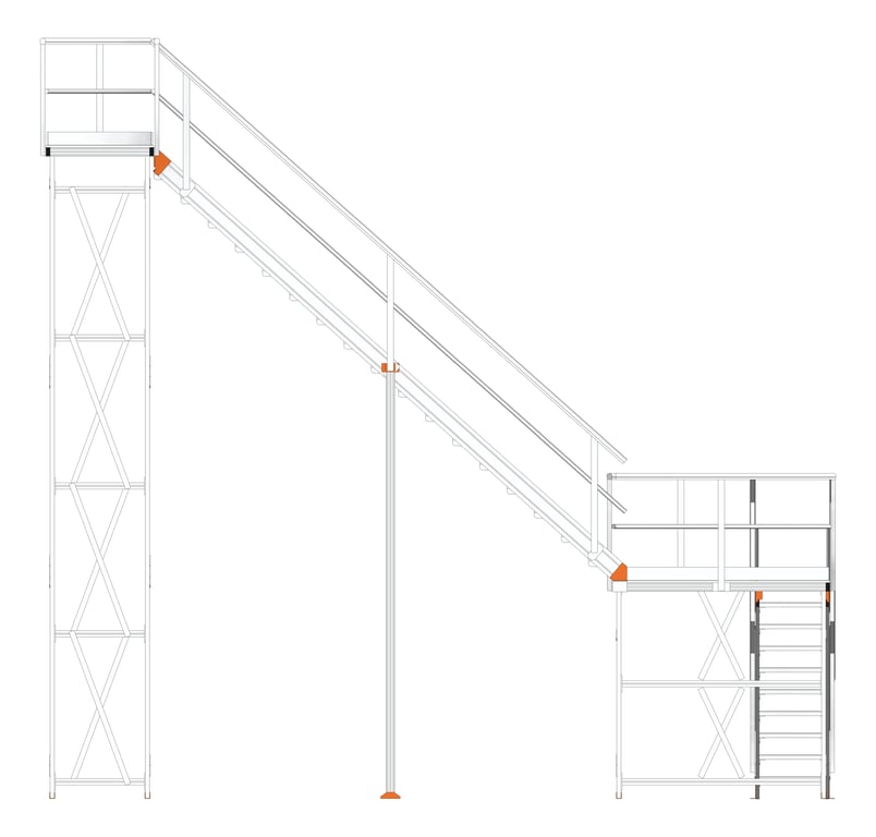 Left Image of Stair Modular Kattsafe LShape 2Stages LeftExit