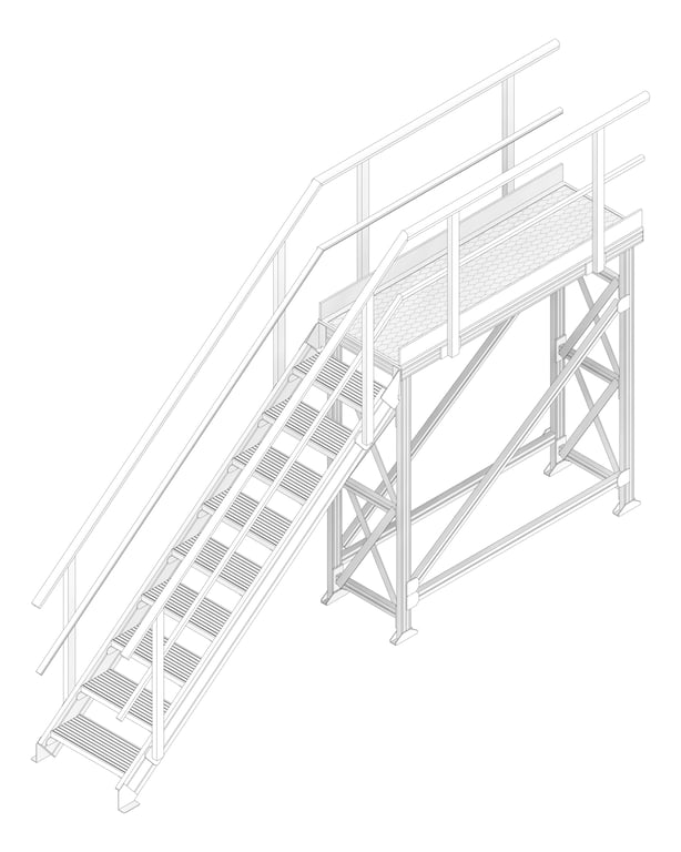 3D Documentation Image of Stair Modular Kattsafe Platform