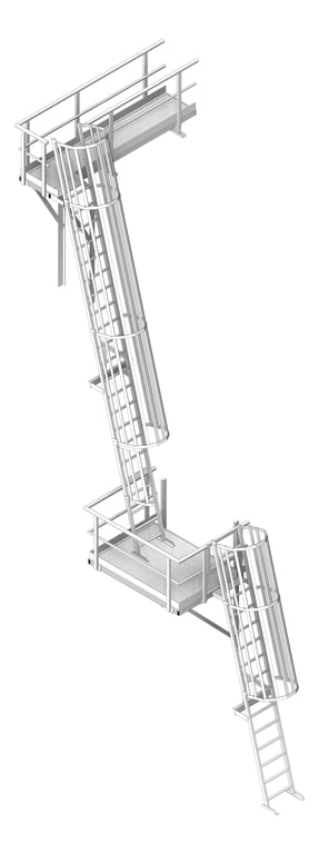 Ladder Rung Kattsafe Angled Caged AccessPlatform