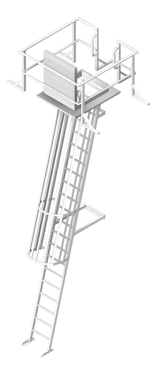 Ladder Rung Kattsafe Angled Caged RoofAccessHatch - BIMcontent.com