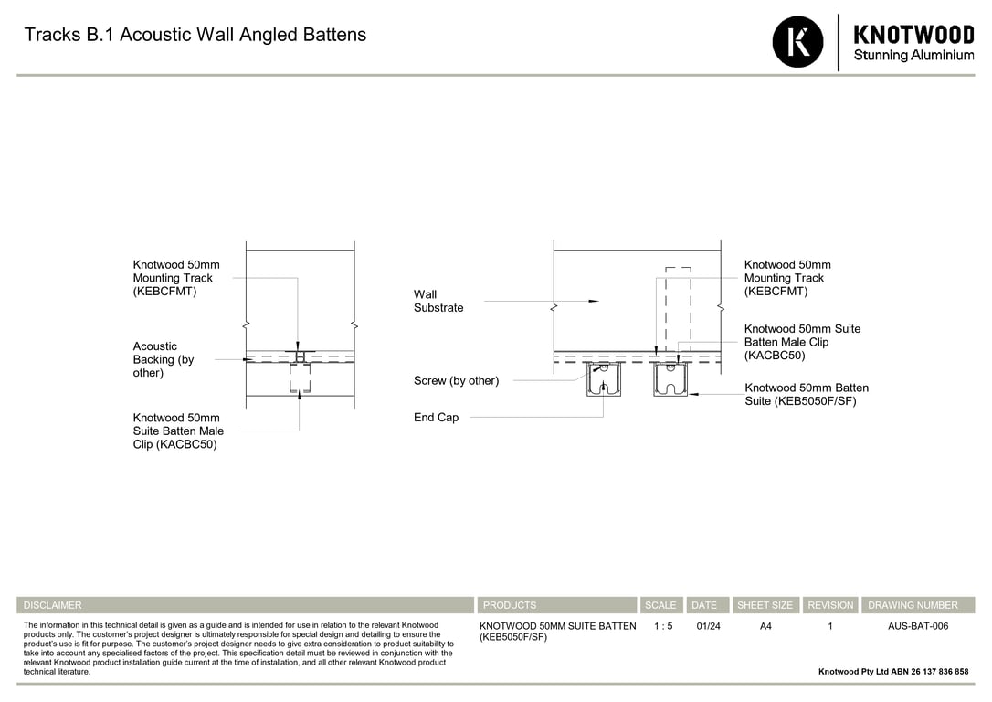  Image of AUS-BAT-006 - Tracks B-1 Acoustic Wall Angled Battens