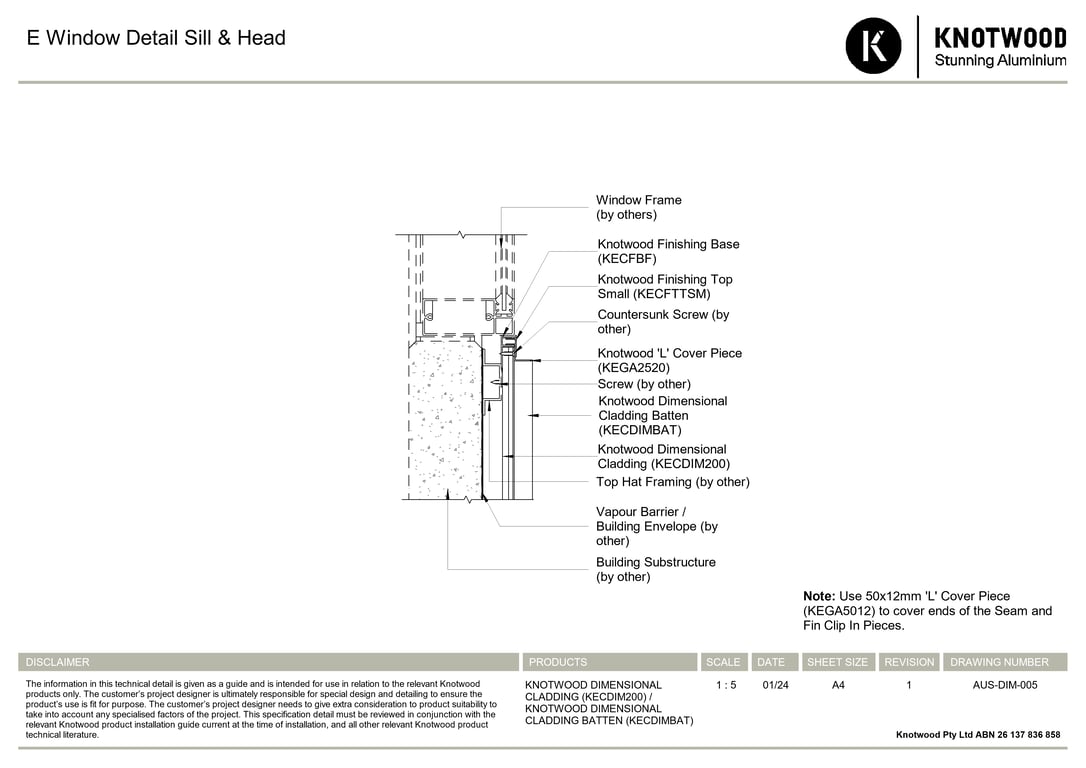 Navigate to AUS-DIM-005 - E Window Detail Sill & Head