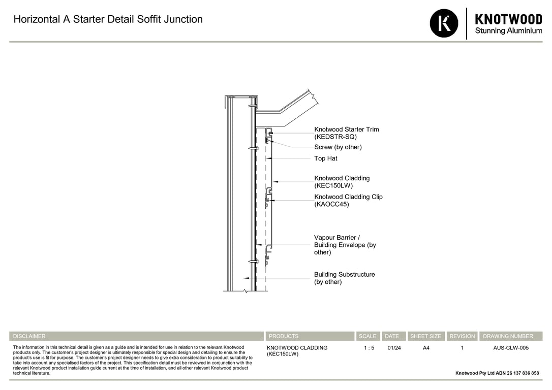 Navigate to AUS-CLW-005 - Horizontal A Starter Detail Soffit Junction