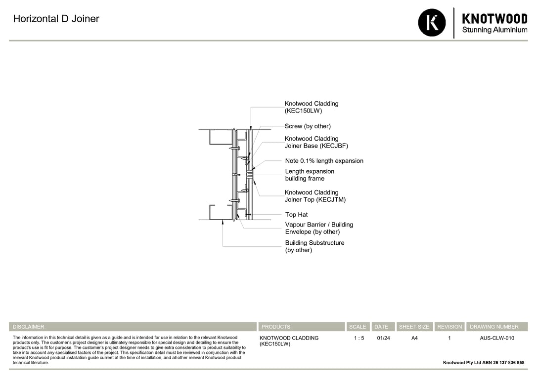  Image of AUS-CLW-010 - Horizontal D Joiner