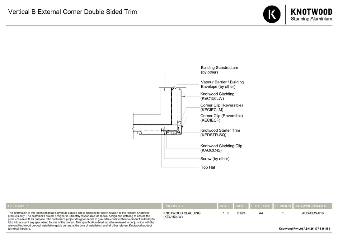 Navigate to AUS-CLW-016 - Vertical B External Corner Double Sided Trim