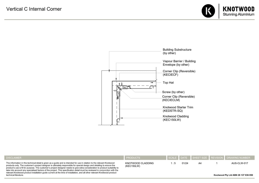 Navigate to AUS-CLW-017 - Vertical C Internal Corner