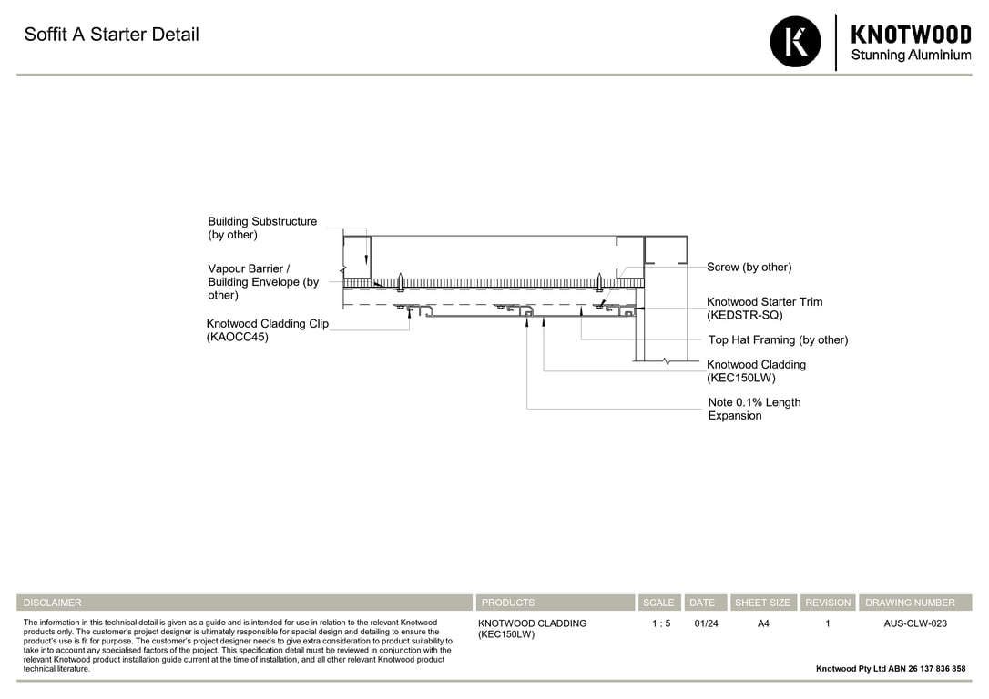 Navigate to AUS-CLW-023 - Soffit A Starter Detail