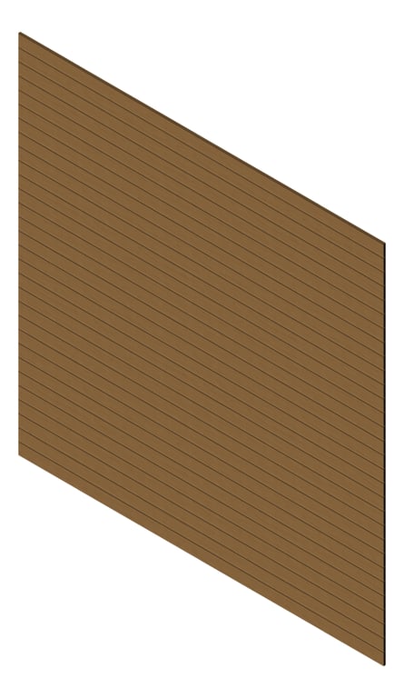 3D Presentation Image of Cladding Aluminium Knotwood Traditional Horizontal 100Flat Iroko