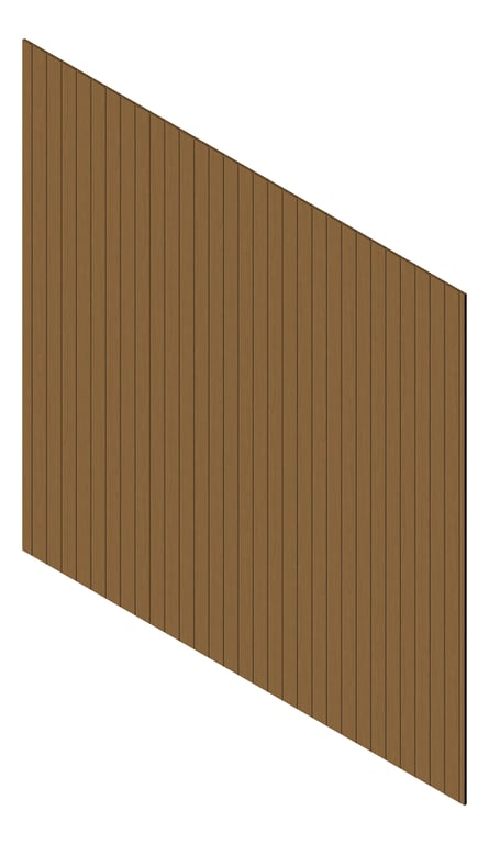 3D Presentation Image of Cladding Aluminium Knotwood Traditional Vertical 100Flat Iroko