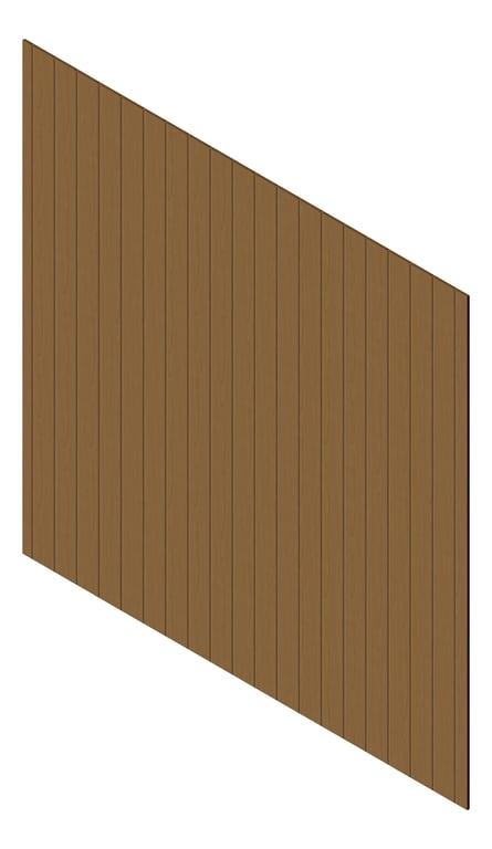 3D Presentation Image of Cladding Aluminium Knotwood Traditional Vertical 150Flat Iroko