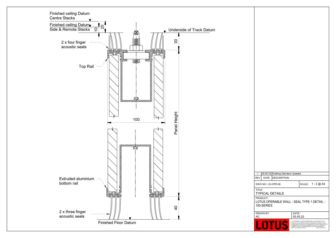  Image of LD-OPR-06 - LOTUS OPERABLE WALL - SEAL TYPE 1 DETAIL - 100-SERIES