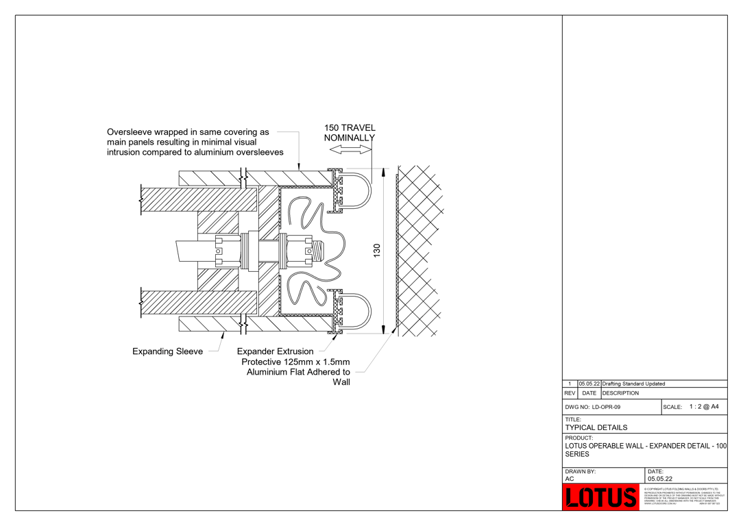  Image of LD-OPR-09 - LOTUS OPERABLE WALL - EXPANDER DETAIL - 100 SERIES