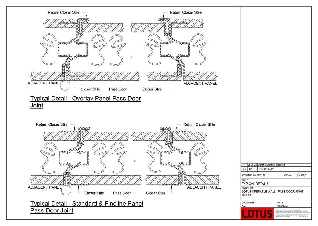  Image of LD-OPR-10 - LOTUS OPERABLE WALL - PASS DOOR JOINT DETAILS