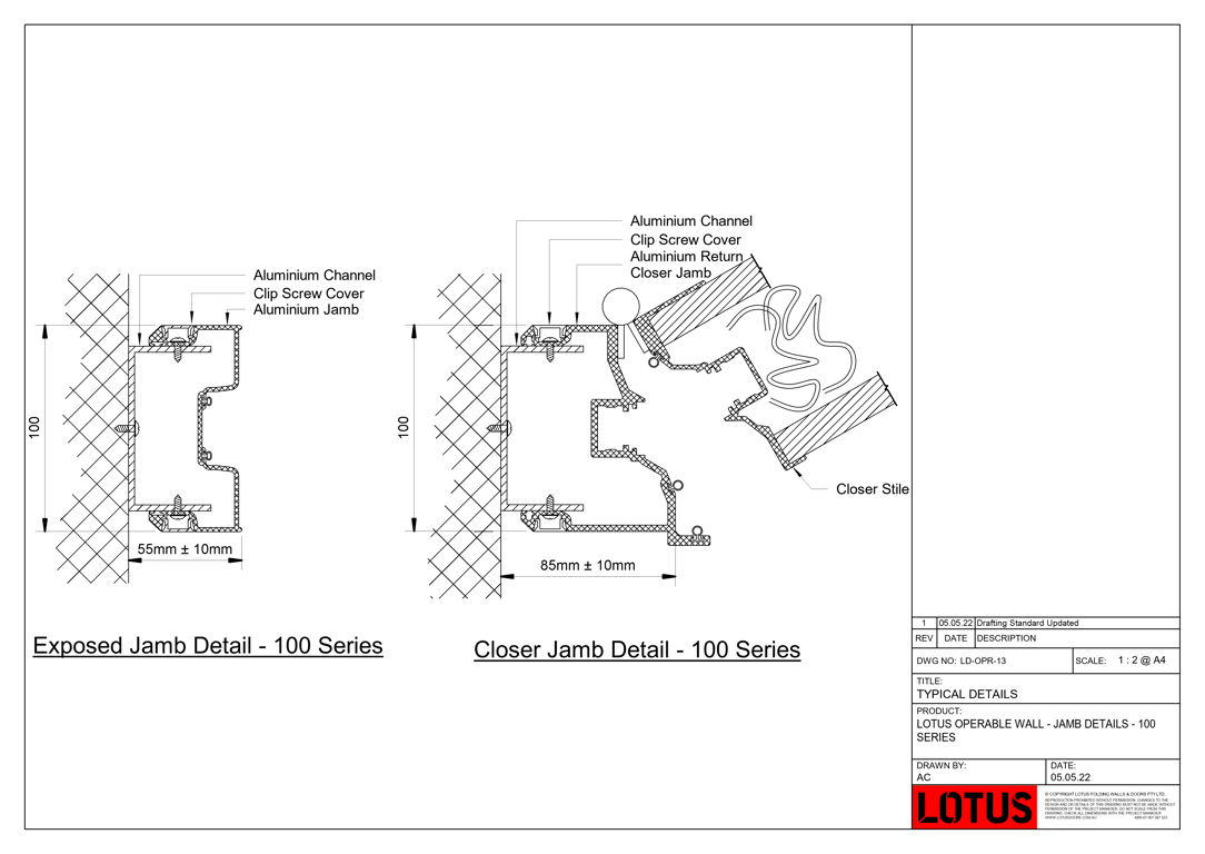  Image of LD-OPR-13 - LOTUS OPERABLE WALL - JAMB DETAILS - 100 SERIES