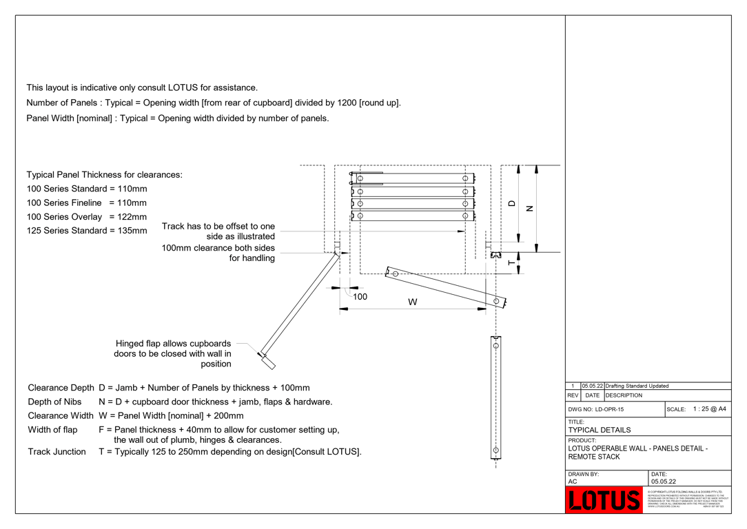 LD-OPR-15 - LOTUS OPERABLE WALL - PANELS DETAIL - REMOTE STACK