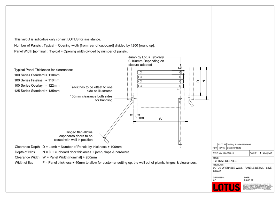 LD-OPR-16 - LOTUS OPERABLE WALL - PANELS DETAIL - SIDE STACK